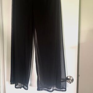 Black Chiffon PLUS PALAZZO pants - 1X - poly with chiffon overlay - DON'T MISS